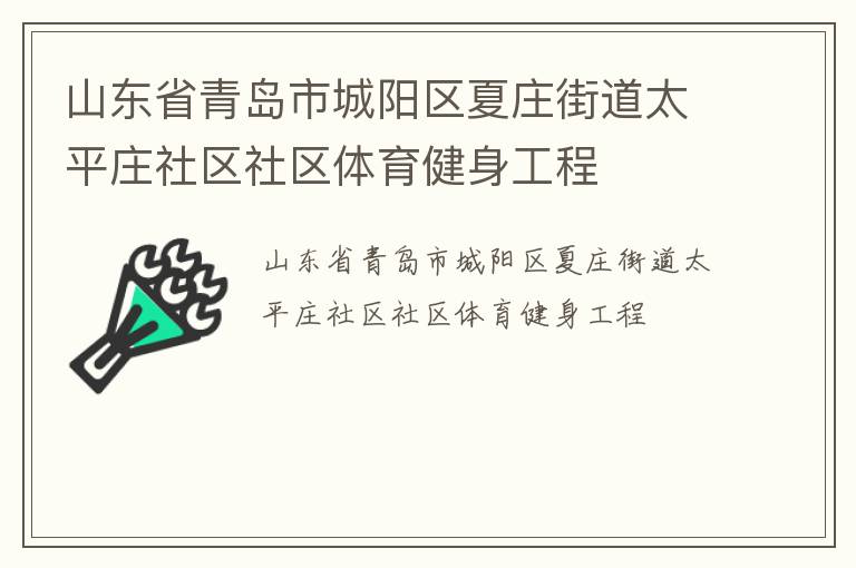 山東省青島市城陽區(qū)夏莊街道太平莊社區(qū)社區(qū)體育健身工程