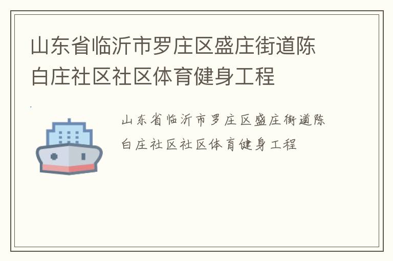 山東省臨沂市羅莊區(qū)盛莊街道陳白莊社區(qū)社區(qū)體育健身工程