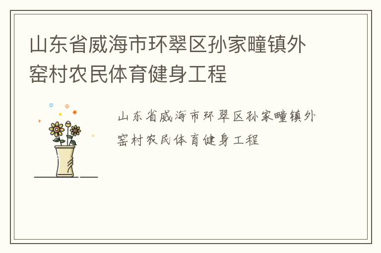 山東省威海市環(huán)翠區(qū)孫家疃鎮(zhèn)外窯村農(nóng)民體育健身工程
