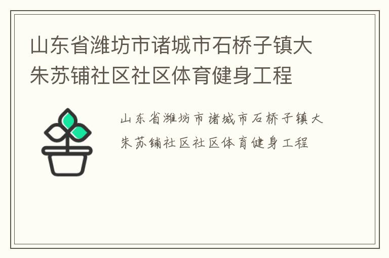 山東省濰坊市諸城市石橋子鎮(zhèn)大朱蘇鋪社區(qū)社區(qū)體育健身工程