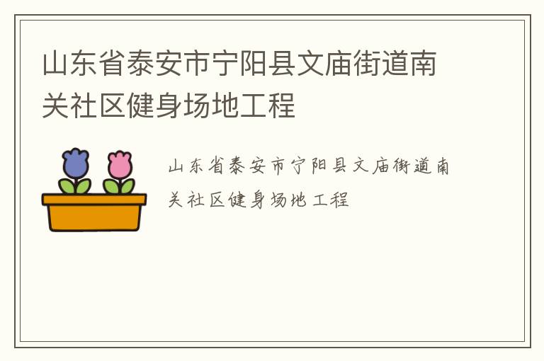 山東省泰安市寧陽(yáng)縣文廟街道南關(guān)社區(qū)健身場(chǎng)地工程