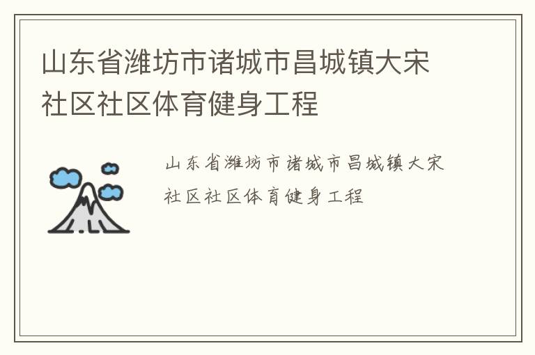 山東省濰坊市諸城市昌城鎮(zhèn)大宋社區(qū)社區(qū)體育健身工程