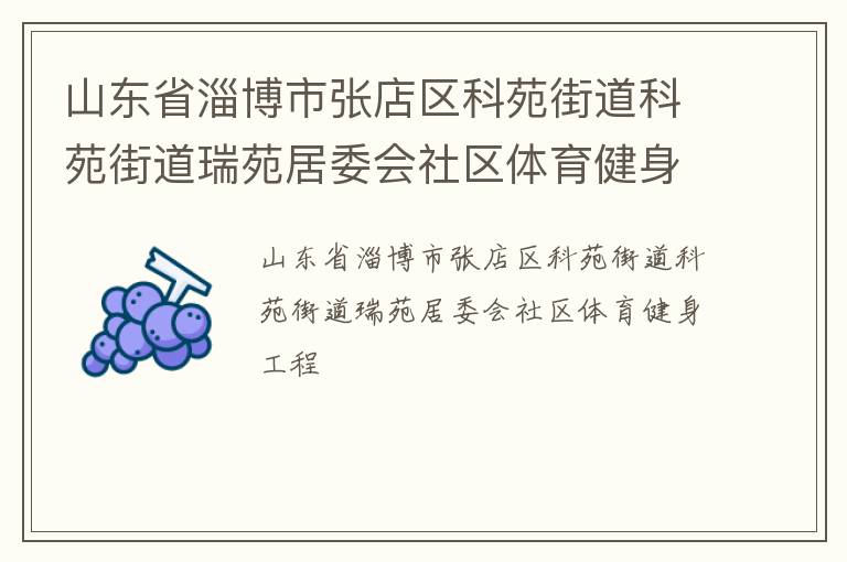 山東省淄博市張店區(qū)科苑街道科苑街道瑞苑居委會(huì)社區(qū)體育健身工程