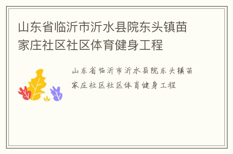 山東省臨沂市沂水縣院東頭鎮(zhèn)苗家莊社區(qū)社區(qū)體育健身工程