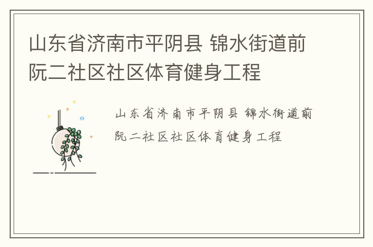 山東省濟南市平陰縣 錦水街道前阮二社區(qū)社區(qū)體育健身工程