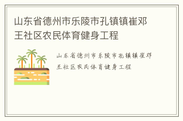 山東省德州市樂(lè)陵市孔鎮(zhèn)鎮(zhèn)崔鄧王社區(qū)農(nóng)民體育健身工程