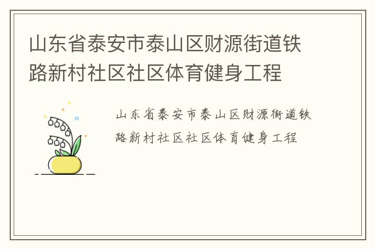山東省泰安市泰山區(qū)財源街道鐵路新村社區(qū)社區(qū)體育健身工程