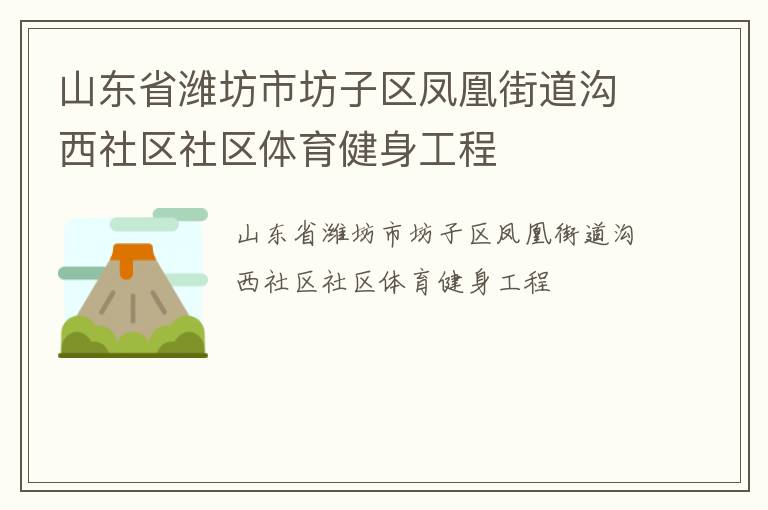 山東省濰坊市坊子區(qū)鳳凰街道溝西社區(qū)社區(qū)體育健身工程
