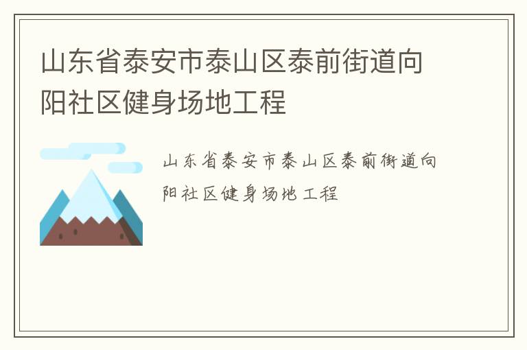 山東省泰安市泰山區(qū)泰前街道向陽社區(qū)健身場地工程