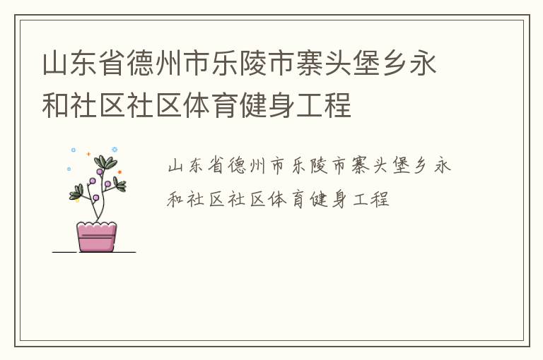 山東省德州市樂(lè)陵市寨頭堡鄉(xiāng)永和社區(qū)社區(qū)體育健身工程