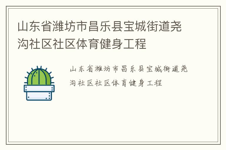 山東省濰坊市昌樂(lè)縣寶城街道堯溝社區(qū)社區(qū)體育健身工程