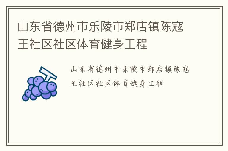 山東省德州市樂陵市鄭店鎮(zhèn)陳寇王社區(qū)社區(qū)體育健身工程