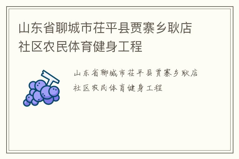 山東省聊城市茌平縣賈寨鄉(xiāng)耿店社區(qū)農(nóng)民體育健身工程