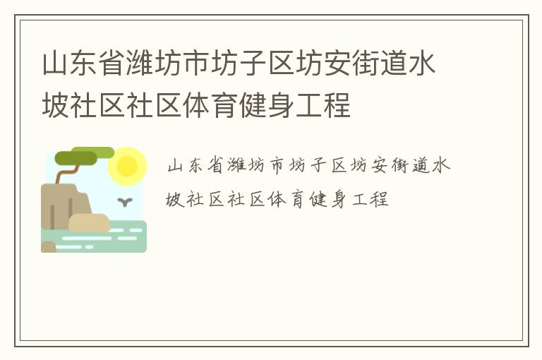 山東省濰坊市坊子區(qū)坊安街道水坡社區(qū)社區(qū)體育健身工程