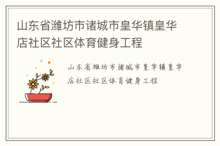 山東省濰坊市諸城市皇華鎮(zhèn)皇華店社區(qū)社區(qū)體育健身工程