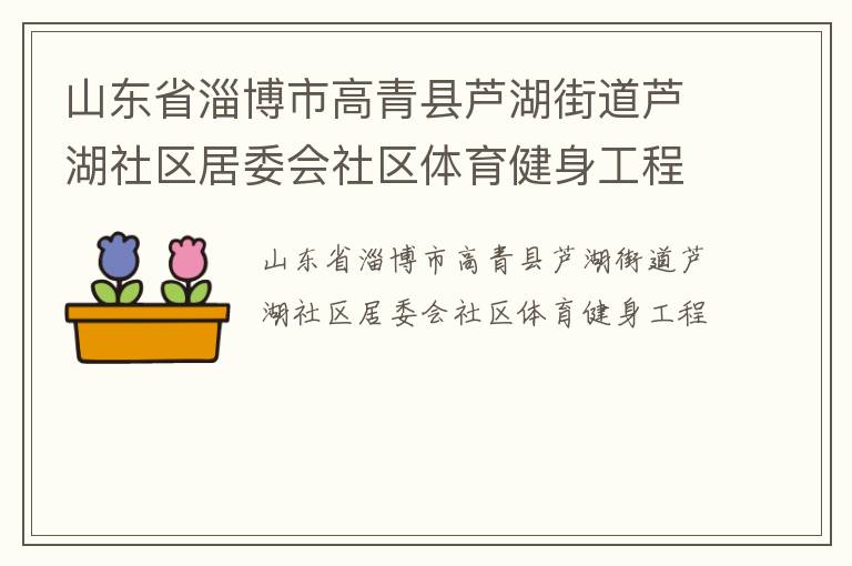 山東省淄博市高青縣蘆湖街道蘆湖社區(qū)居委會社區(qū)體育健身工程