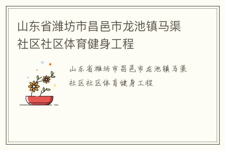 山東省濰坊市昌邑市龍池鎮(zhèn)馬渠社區(qū)社區(qū)體育健身工程