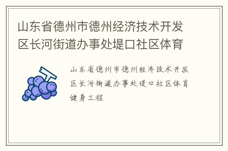 山東省德州市德州經(jīng)濟(jì)技術(shù)開發(fā)區(qū)長(zhǎng)河街道辦事處堤口社區(qū)體育健身工程