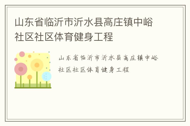 山東省臨沂市沂水縣高莊鎮(zhèn)中峪社區(qū)社區(qū)體育健身工程